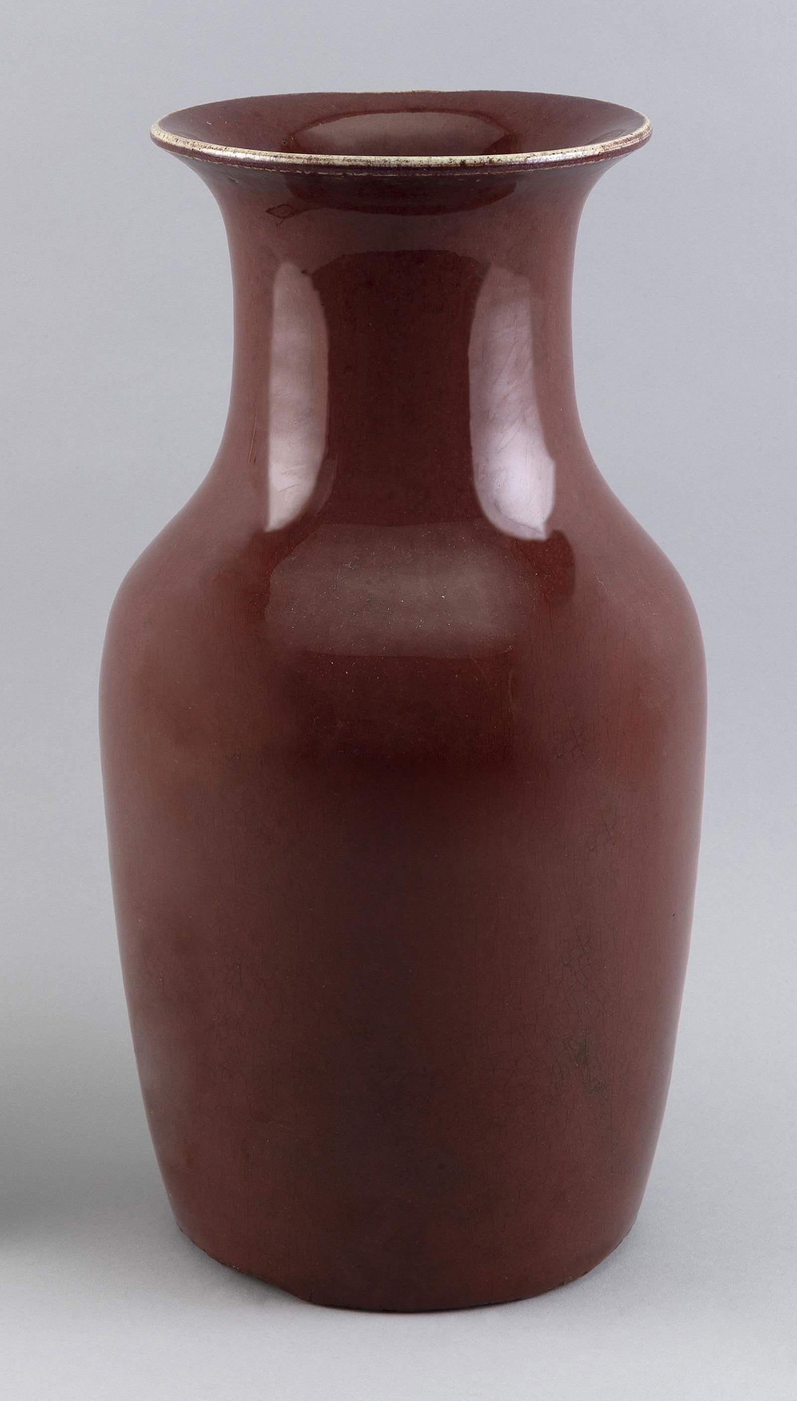 CHINESE SANG DE BOEUF PORCELAIN BALUSTER VASE 19th Century Height 14.75”. (1 of 6)