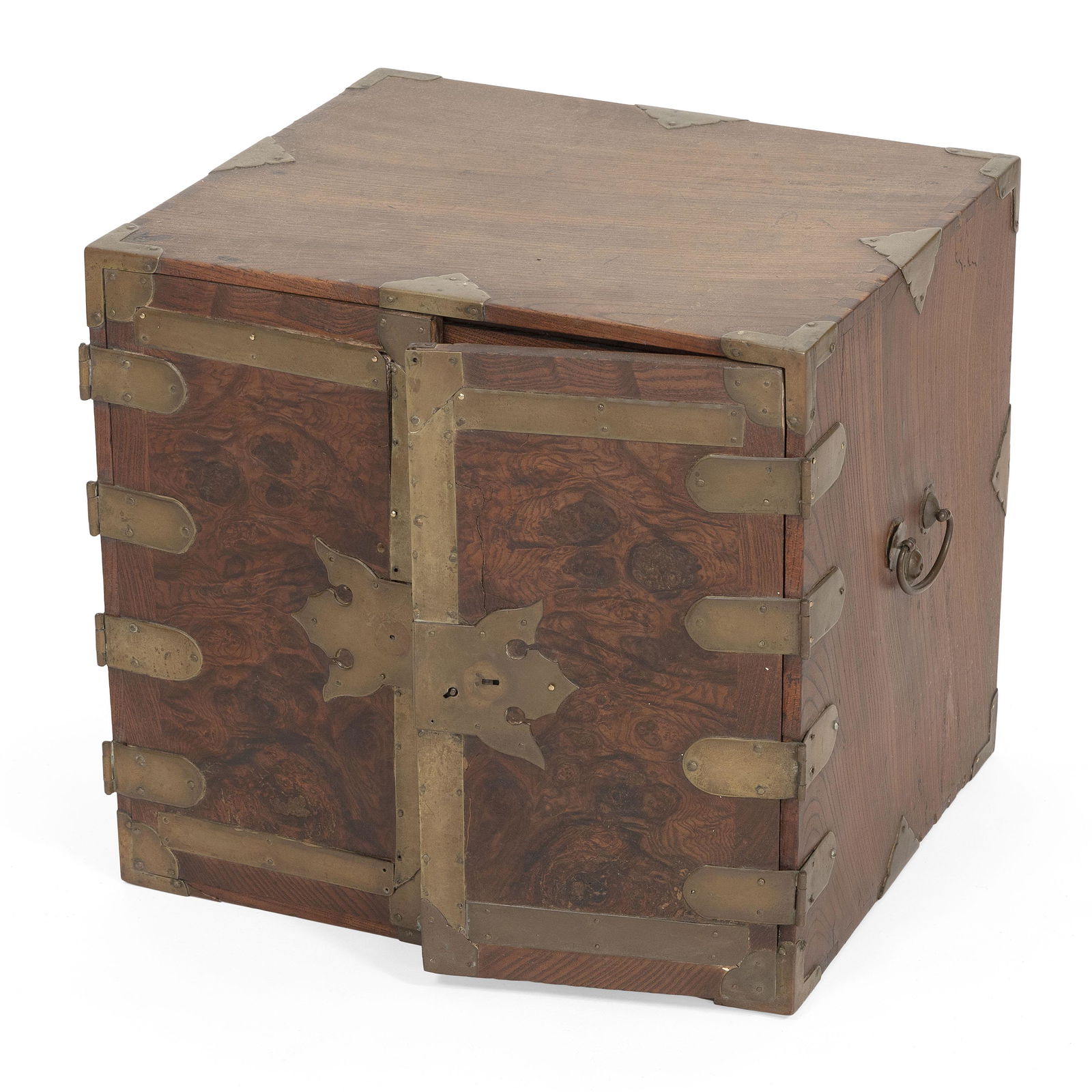 JAPANESE ZELKOVA MEDICINE CABINET Early 20th Century Height 17”. Width 18”. Depth (1 of 2)