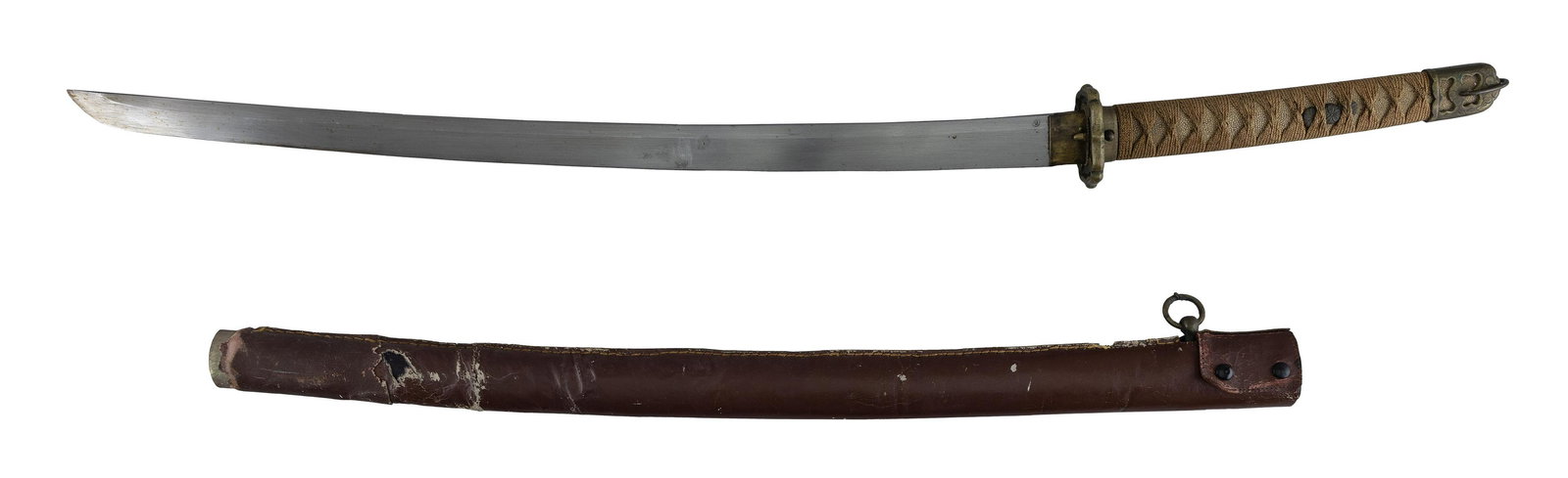 CHINESE-MADE SWORD AND SCABBARD 20th Century Blade length 27". Total length 38". (1 of 2)