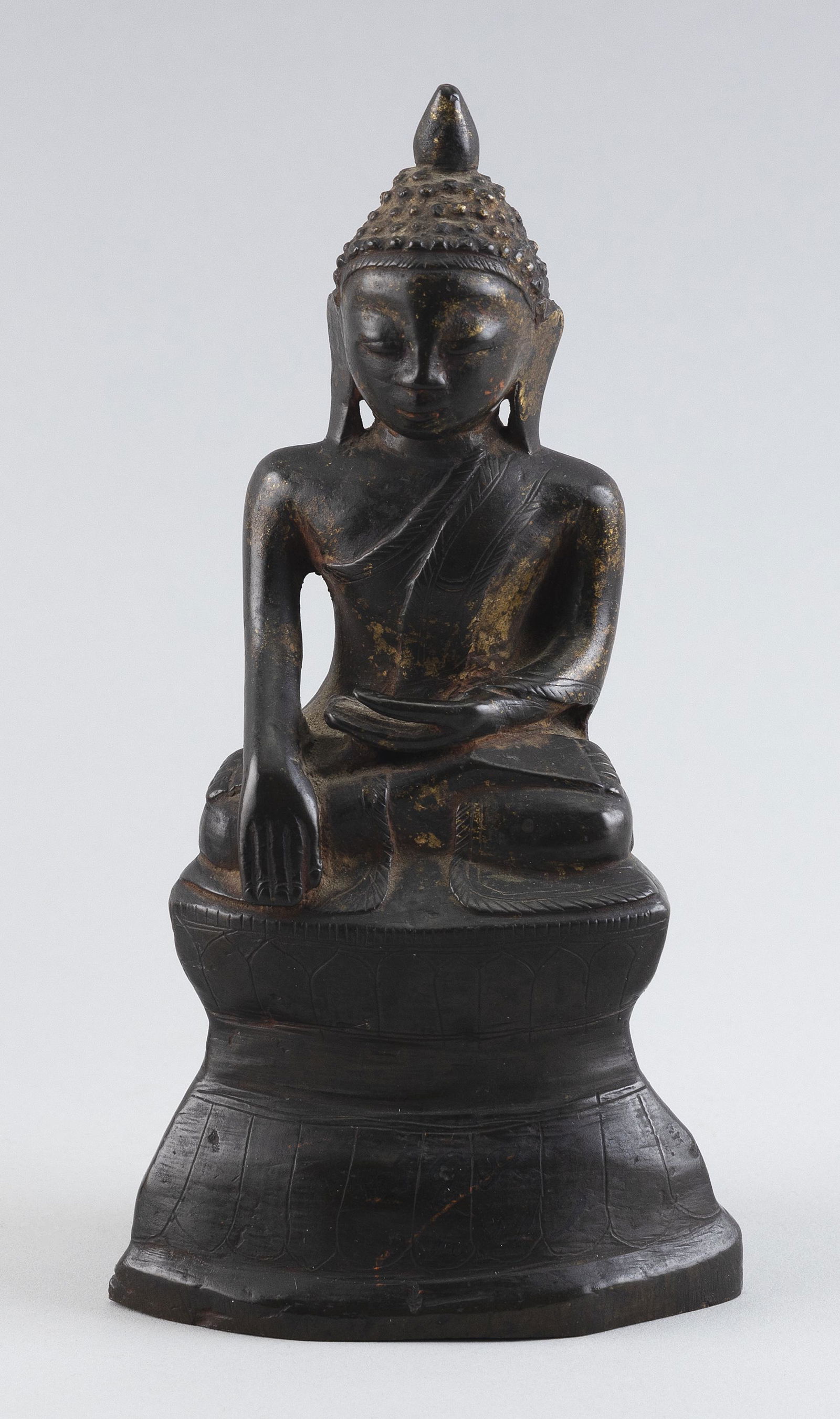 SINO-TIBETAN BRONZE FIGURE OF A SEATED BUDDHA 19th Century Height 7”. (1 of 2)