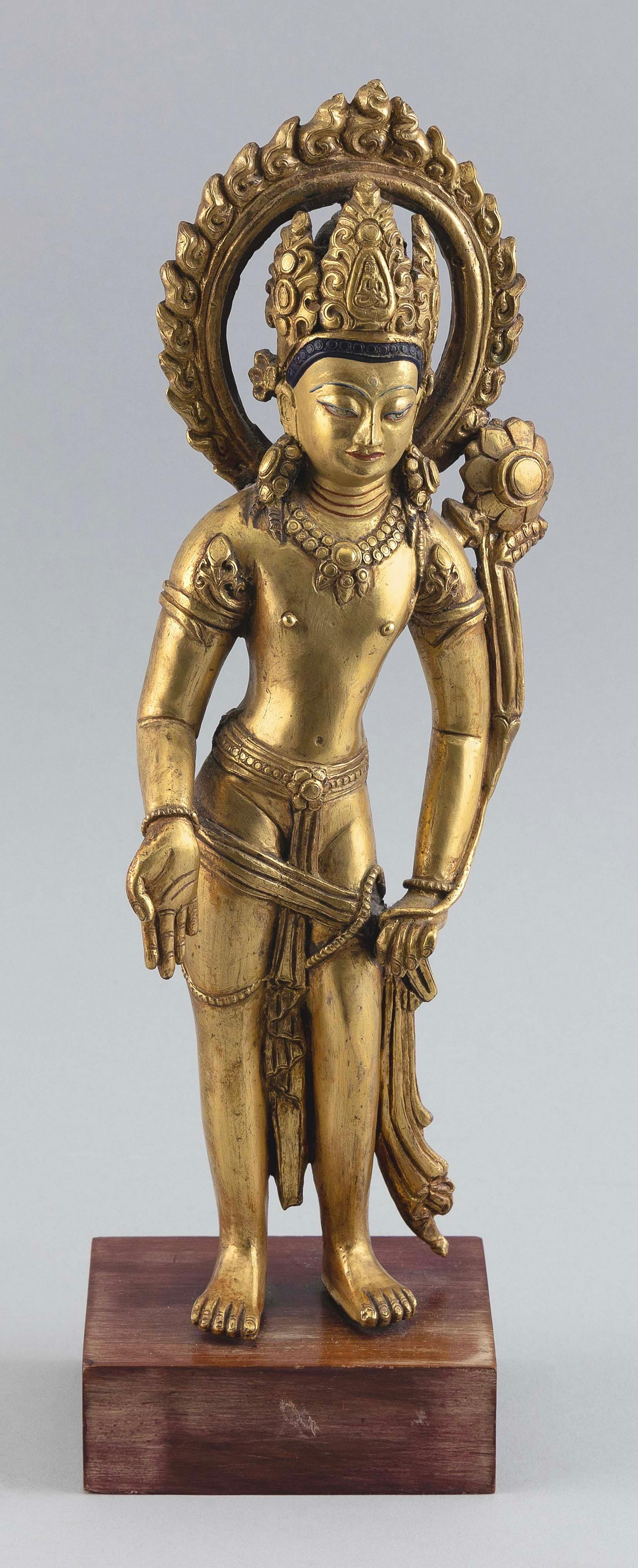 TIBETAN GILT-BRONZE FIGURE OF AVALOKITESHVARA PADMAPANI LOKESHVARA (THE LOTUS HOLDER) 19th Century (1 of 2)