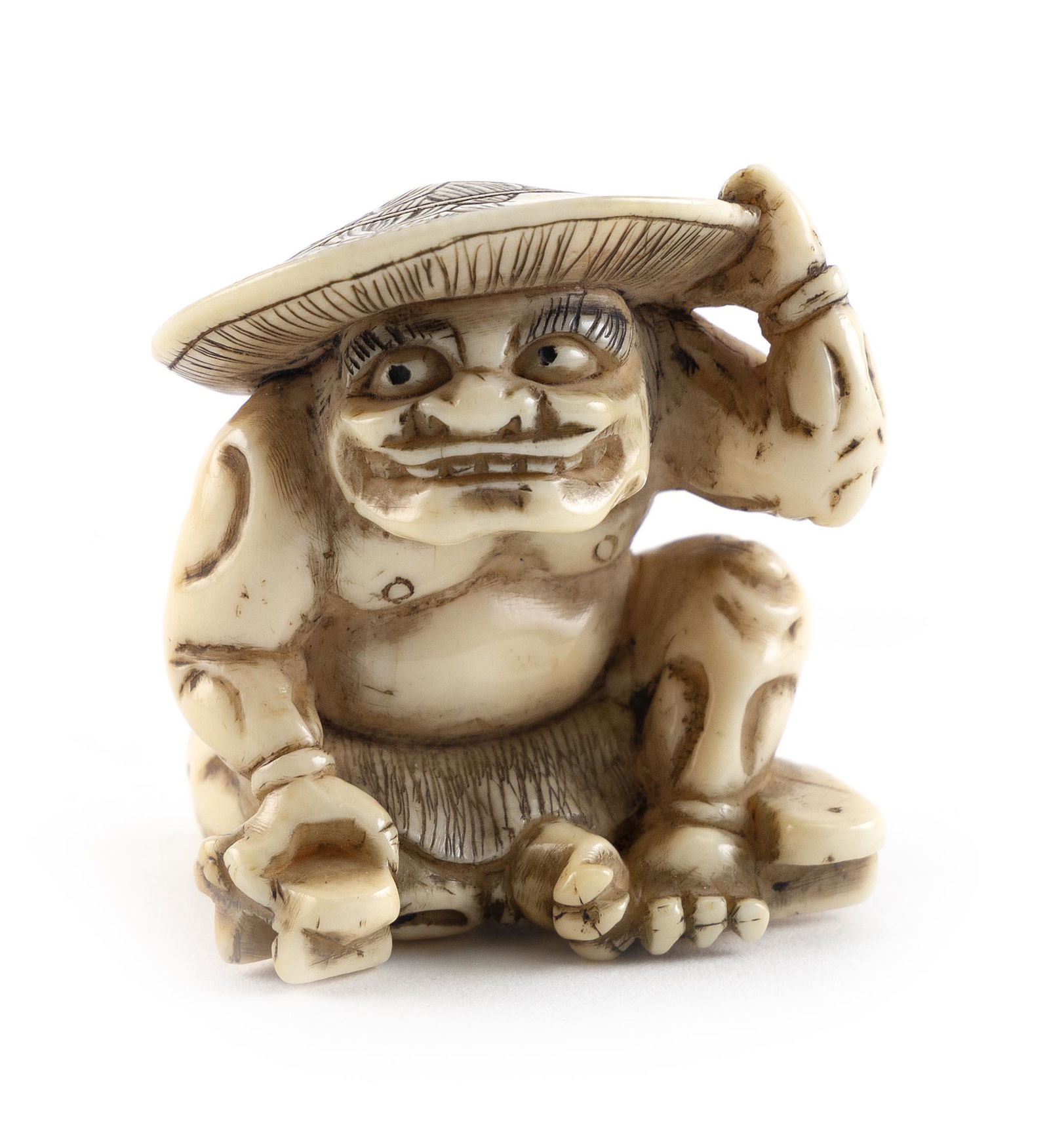 JAPANESE CARVED IVORY NETSUKE 18th Century Height 1.5". (1 of 3)