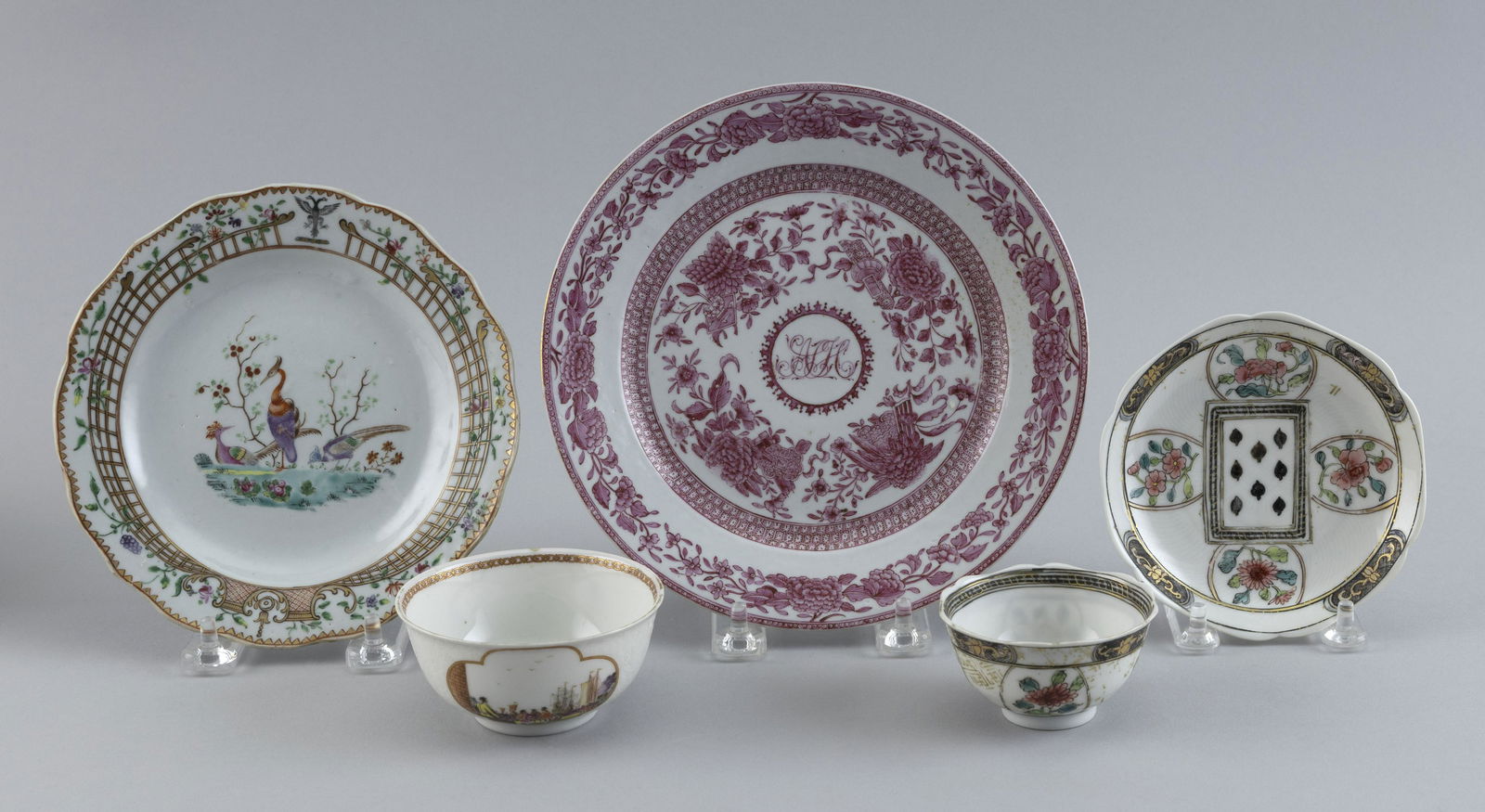 FIVE CHINESE EXPORT FAMILLE ROSE PORCELAIN TABLE WARES 18th/19th Century (1 of 10)