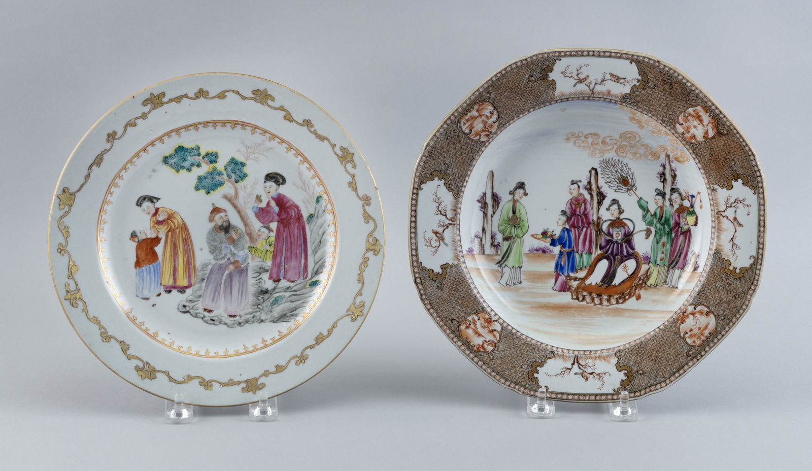 TWO CHINESE EXPORT FAMILLE ROSE PORCELAIN TABLE WARES 19th Century (1 of 6)