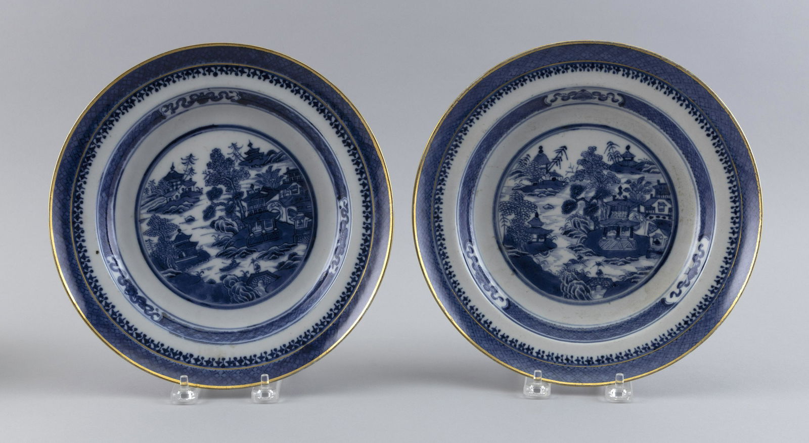 PAIR OF CHINESE EXPORT NANKING PORCELAIN SOUP DISHES 19th Century Diameters 10”. (1 of 6)