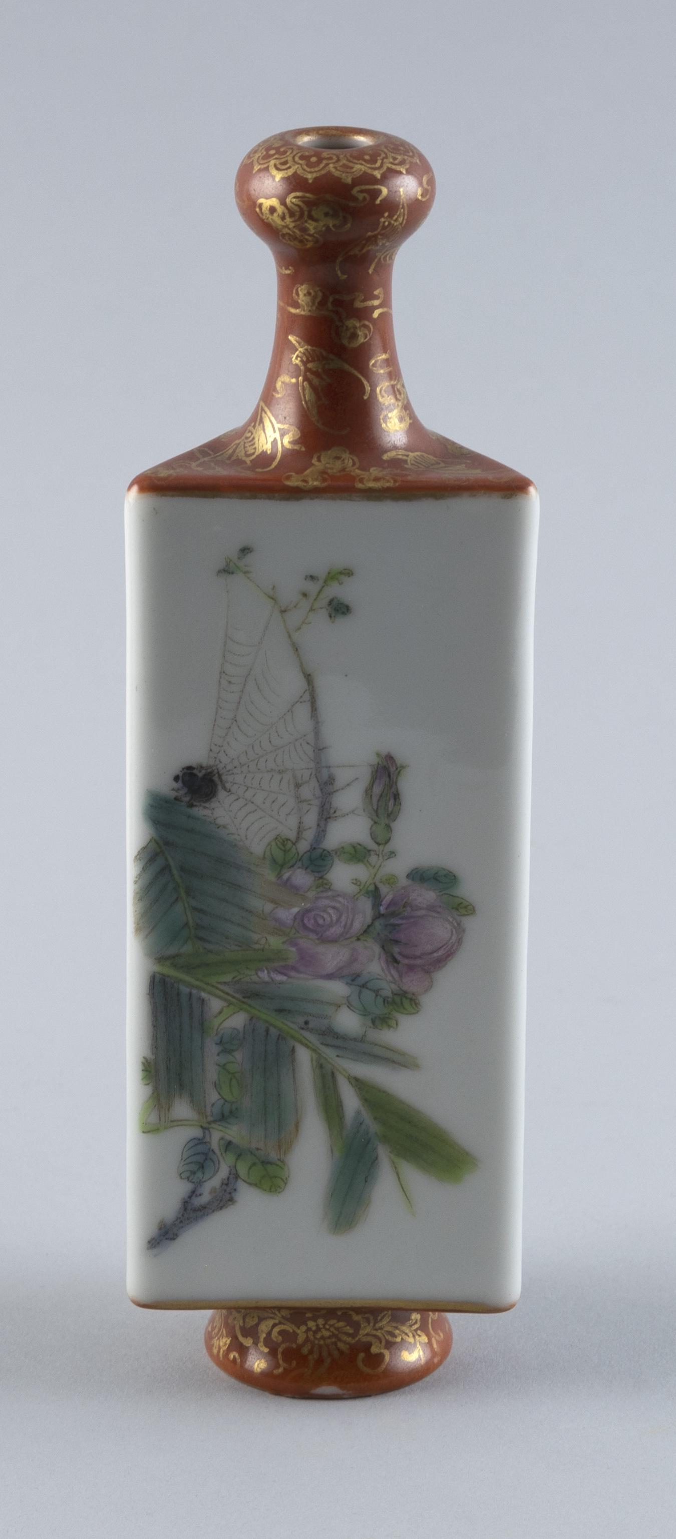 CHINESE FAMILLE ROSE PORCELAIN VASE 19th Century Height 8”. (1 of 8)