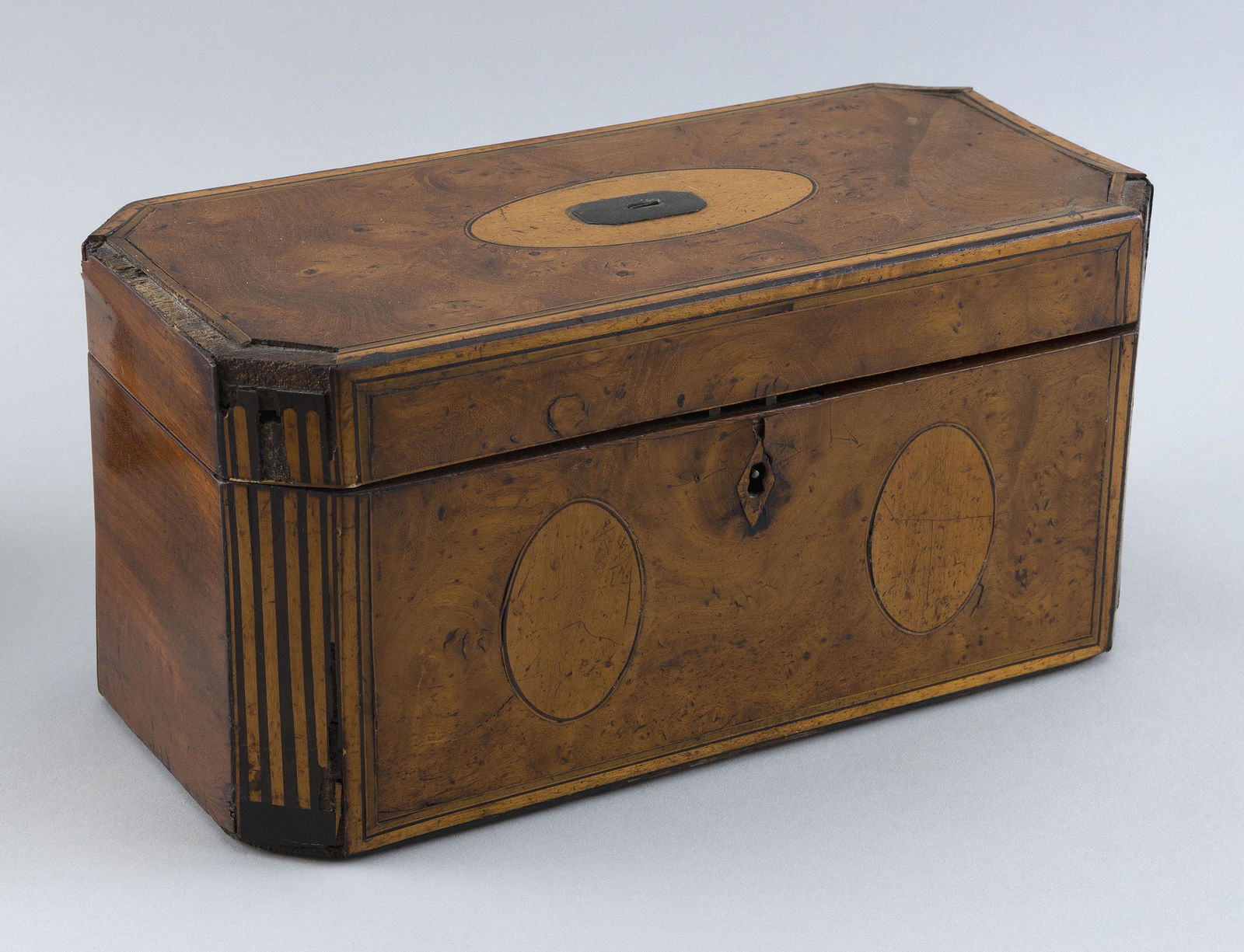 ENGLISH TEA CADDY 19th Century Height 5.5”. Width 11”. Depth 6”. (1 of 3)