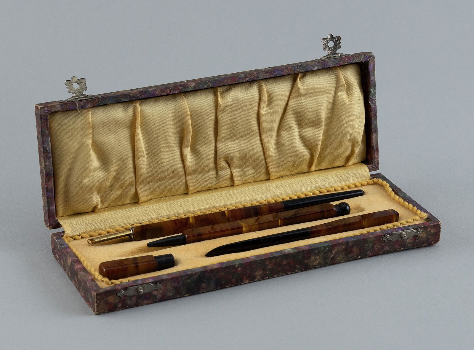 CASED PEN SET Early 20th Century Case 8” x 3”. (1 of 2)