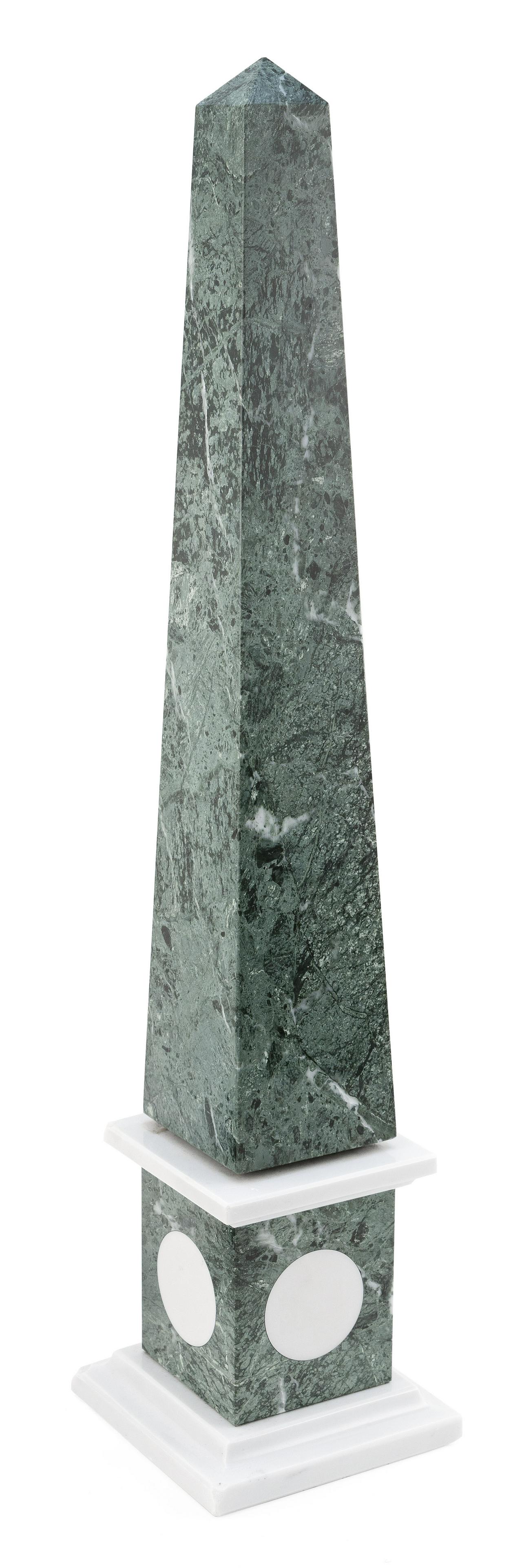 VERDE MARBLE OBELISK 20th Century Height 27.5". Base 6" x 6". (1 of 3)