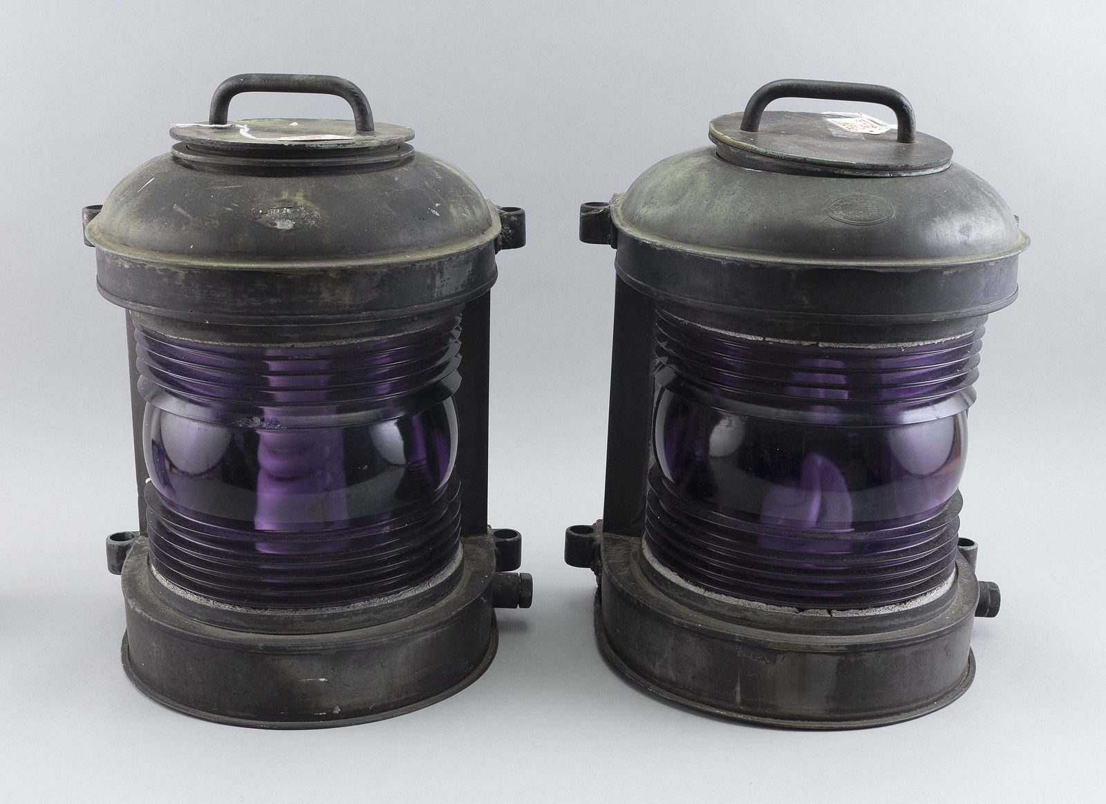PAIR OF PERKO SHIP’S LANTERNS Late 19th/Early 20th Century Heights approx.15.25”. Widths (1 of 2)