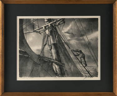 JOHN ALEXANDER HARRISON NOBLE (New York/France, 1913-1983), "Oncoming Night"., Lithograph on paper,: JOHN ALEXANDER HARRISON NOBLENew York/France, 1913-1983"Oncoming Night". Titled lower left.Lithograph on paper, 12.75" x 16.5" sight. Framed 19.25" x 23.25".