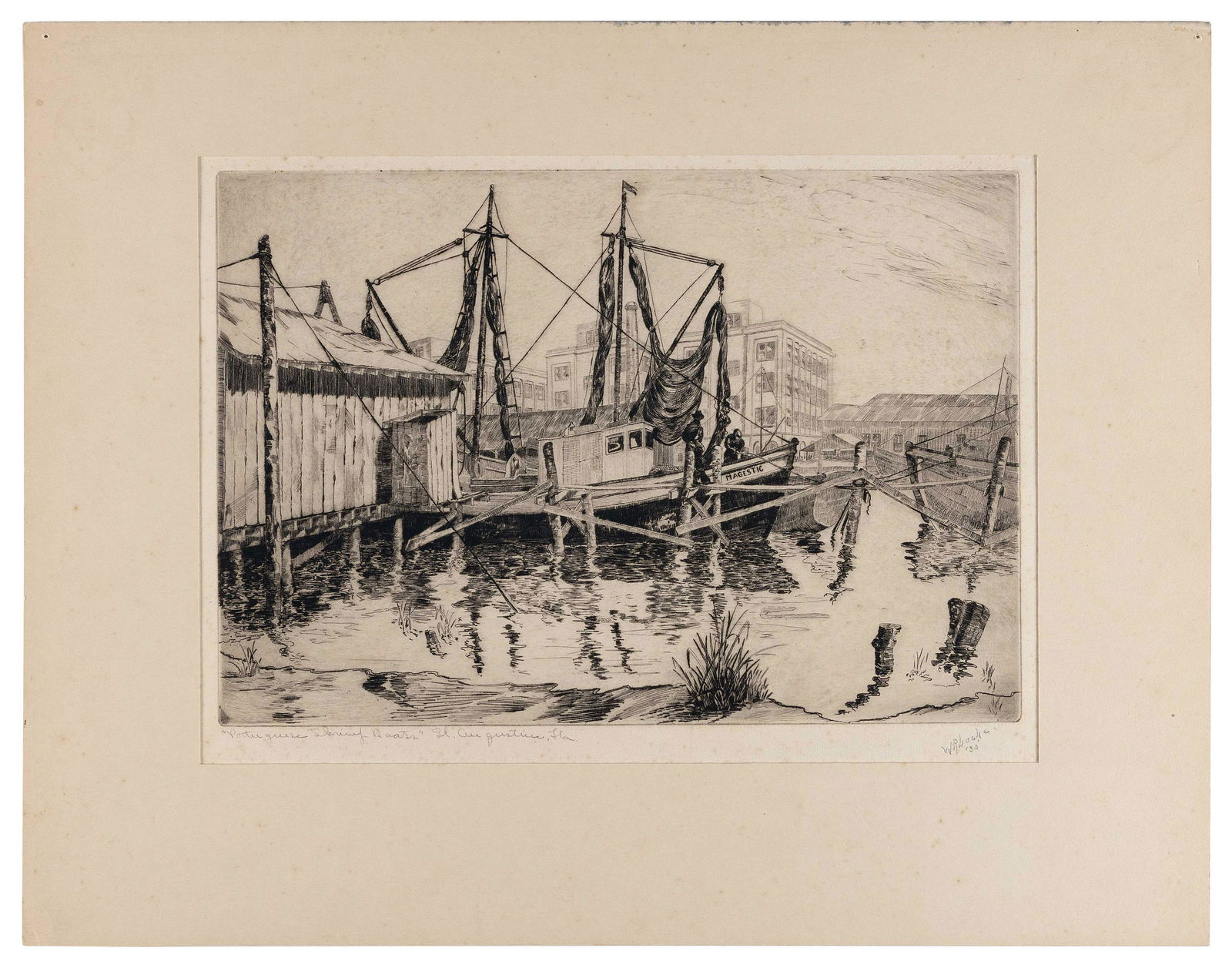 WALTER RONALD LOCKE (Florida/Massachusetts, 1883-1949), "Portuguese Shrimp Boats - St. Augustine, (1 of 1)