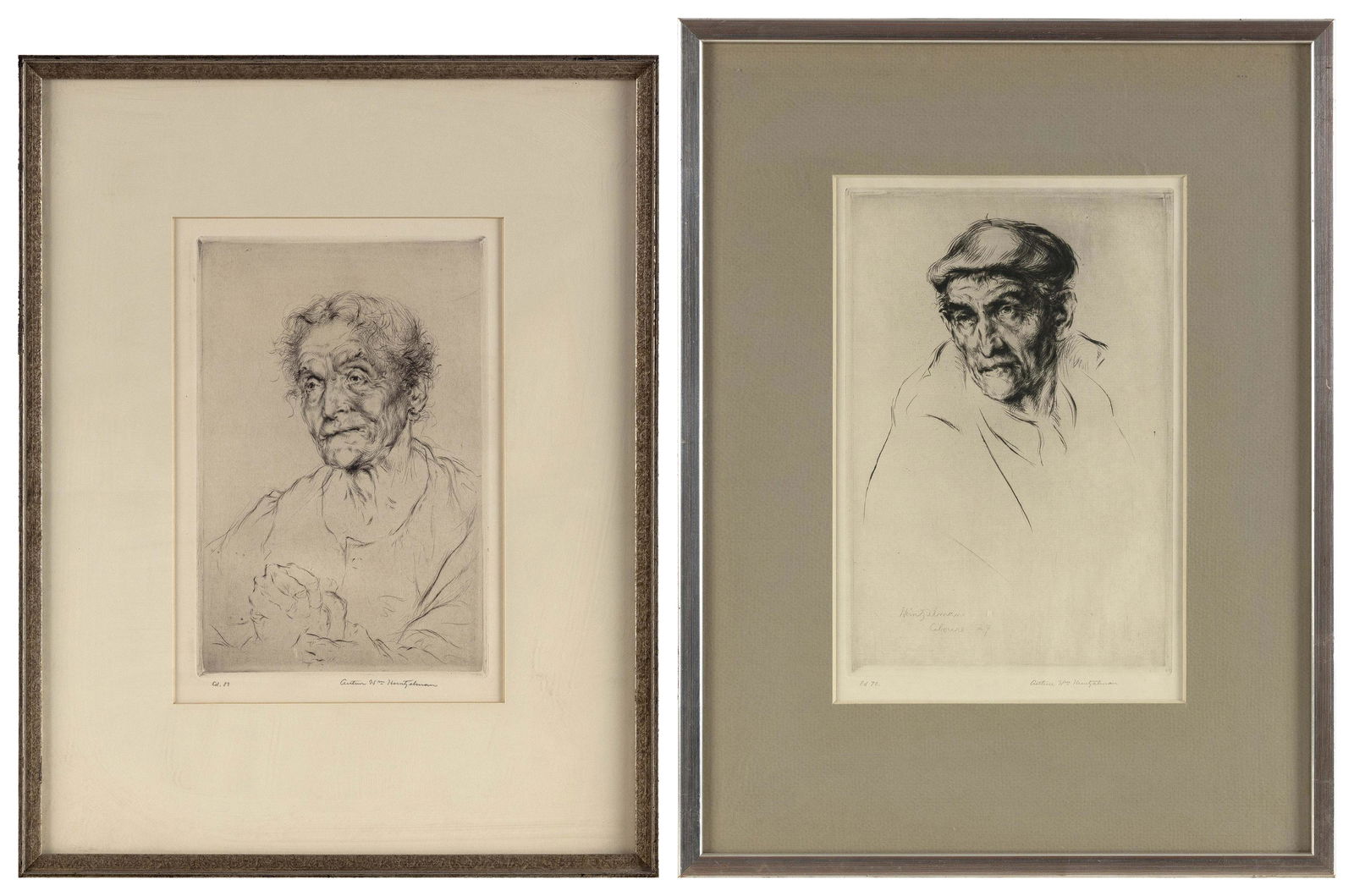 ARTHUR WILLIAM HEINTZELMAN (Massachusetts/California/New Jersey, 1891-1965), Two portrait etchings (1 of 5)