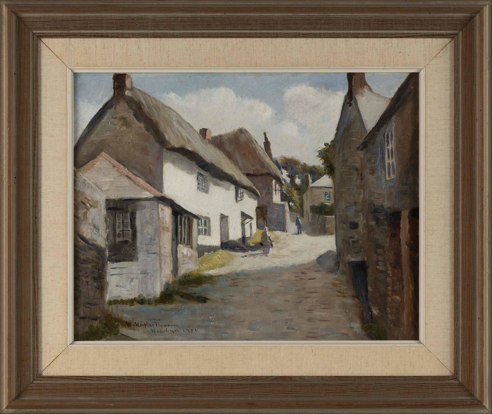 WILLIAM STAPLES DROWN (Rhode Island/Massachusetts, 1856-1915), Village street scene., Oil on canvas, (1 of 2)