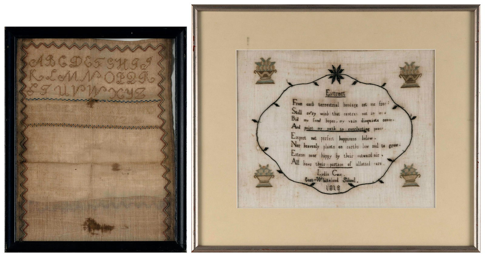 TWO NEEDLEWORKS 19th Century (1 of 5)