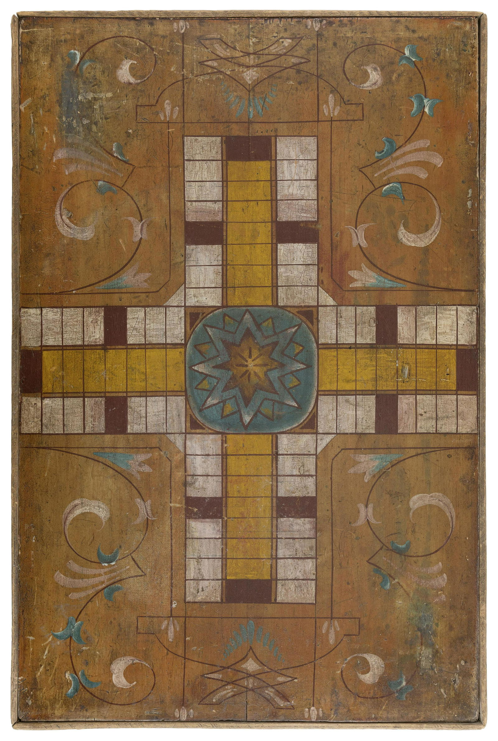 PAINTED WOODEN DOUBLE-SIDED GAME BOARD Late 19th Century 27.5” x 19.75”. (1 of 2)
