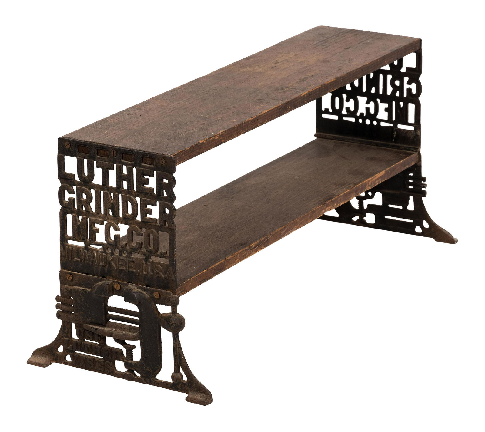 LUTHER GRINDER MANUFACTURING CO. ADVERTISING SHELF Early 20th Century Height 14.5”. Width (1 of 1)
