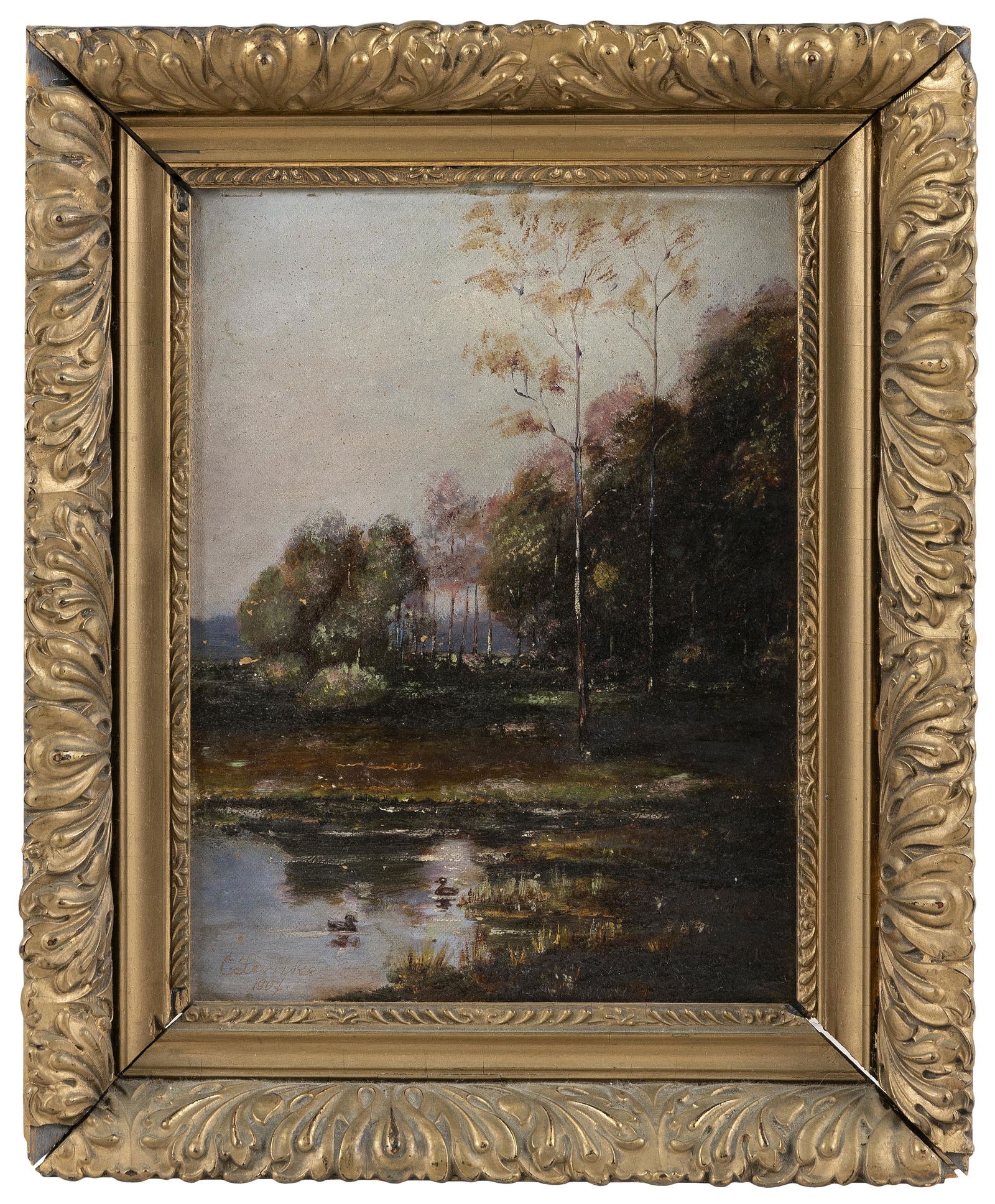 AMERICAN SCHOOL (Early 20th Century,), Marsh landscape., Oil on canvas laid down on board, 10.75" x (1 of 2)