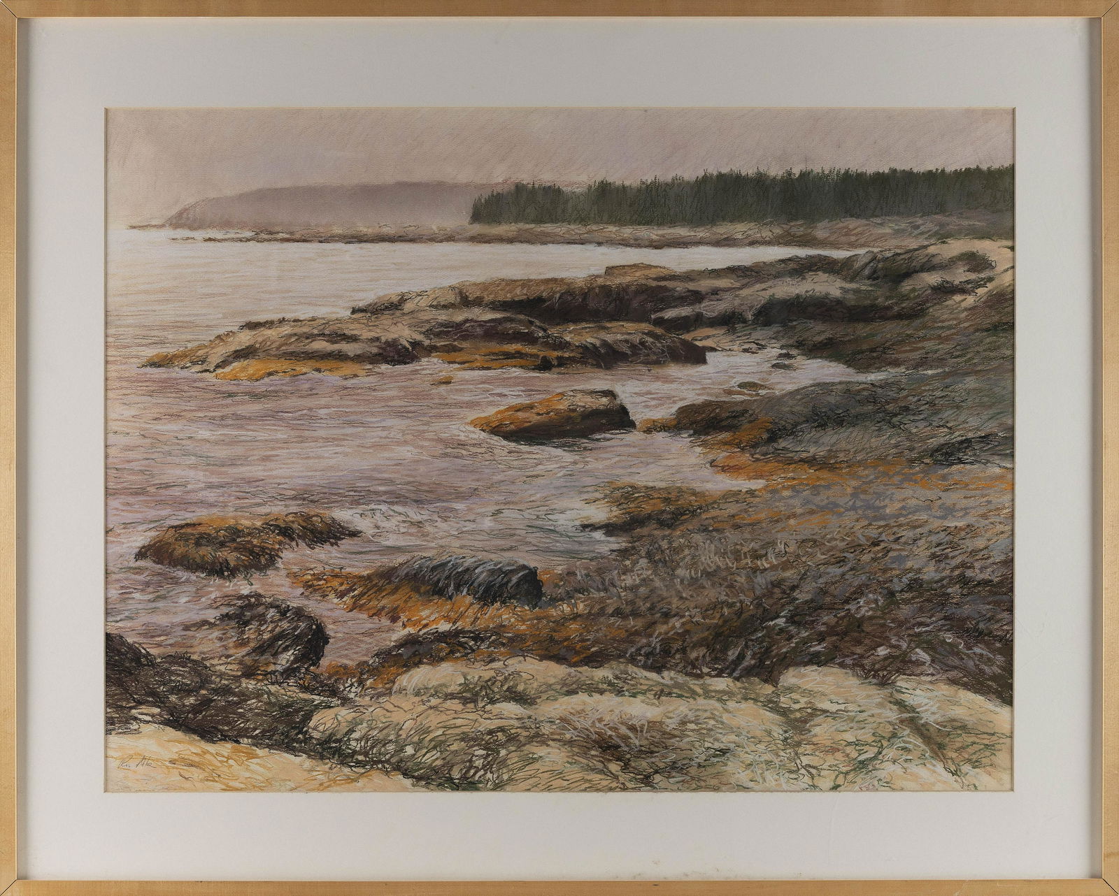 RONALD ABBE (Connecticut, Contemporary), “Boothbay Harbor, Maine”., Pastel and chalk on (1 of 2)