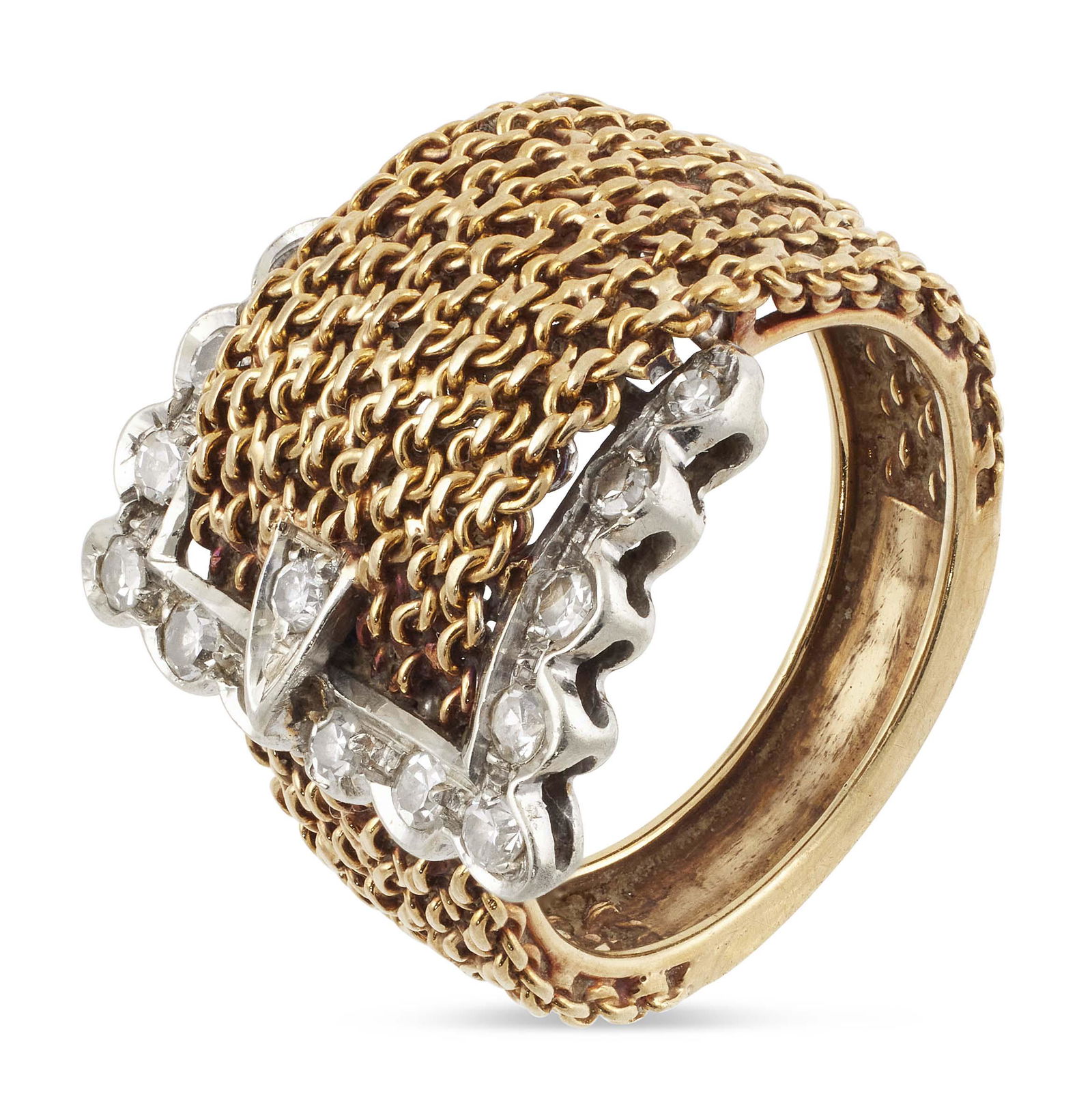 14KT YELLOW AND WHITE GOLD AND DIAMOND RING Approx. 4.30 total dwt. (1 of 1)