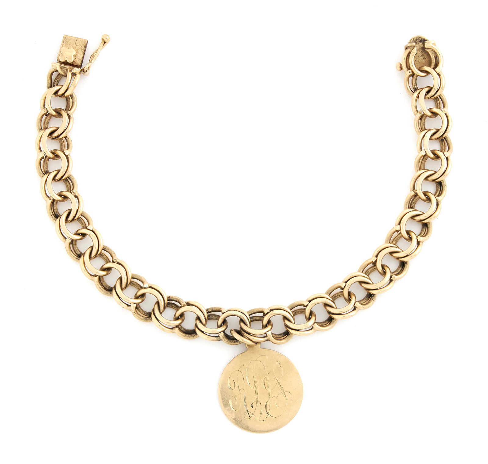 14KT GOLD DOUBLE-LINK CHARM BRACELET Approx. 18.77 total dwt. (1 of 1)