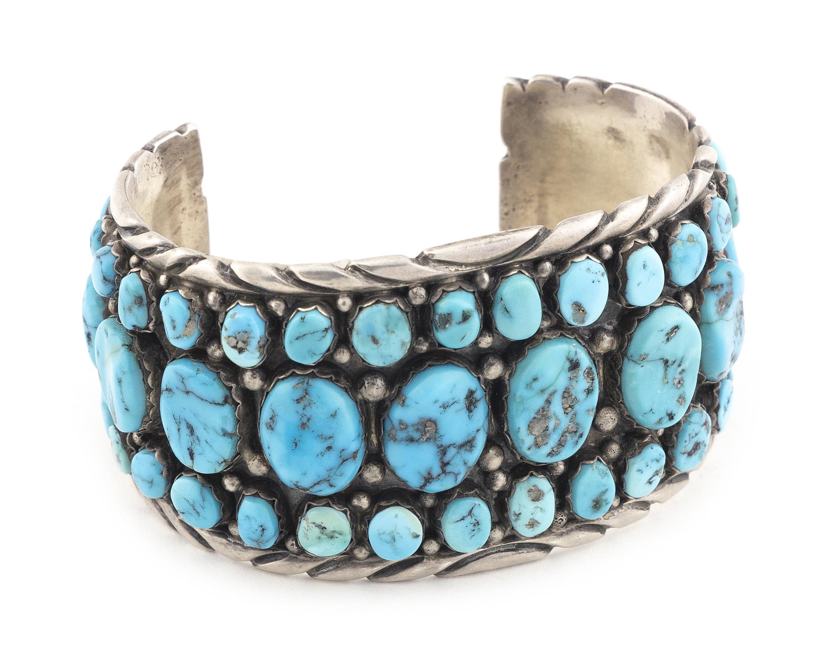 STERLING SILVER AND TURQUOISE CUFF BRACELET Mid- to Late 20th Century (1 of 3)