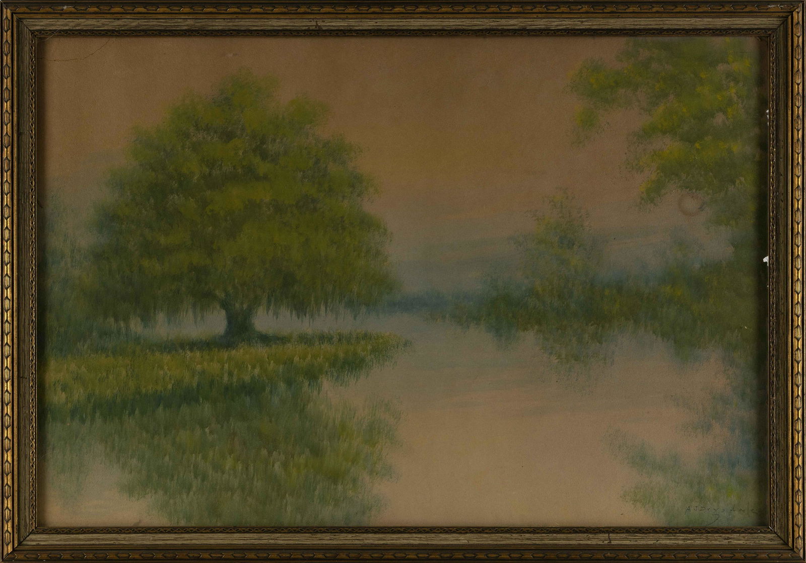 ALEXANDER JOHN DRYSDALE (Louisiana, 1870-1934), Marsh landscape., Watercolor on paper, 19.75" x 30". (1 of 2)