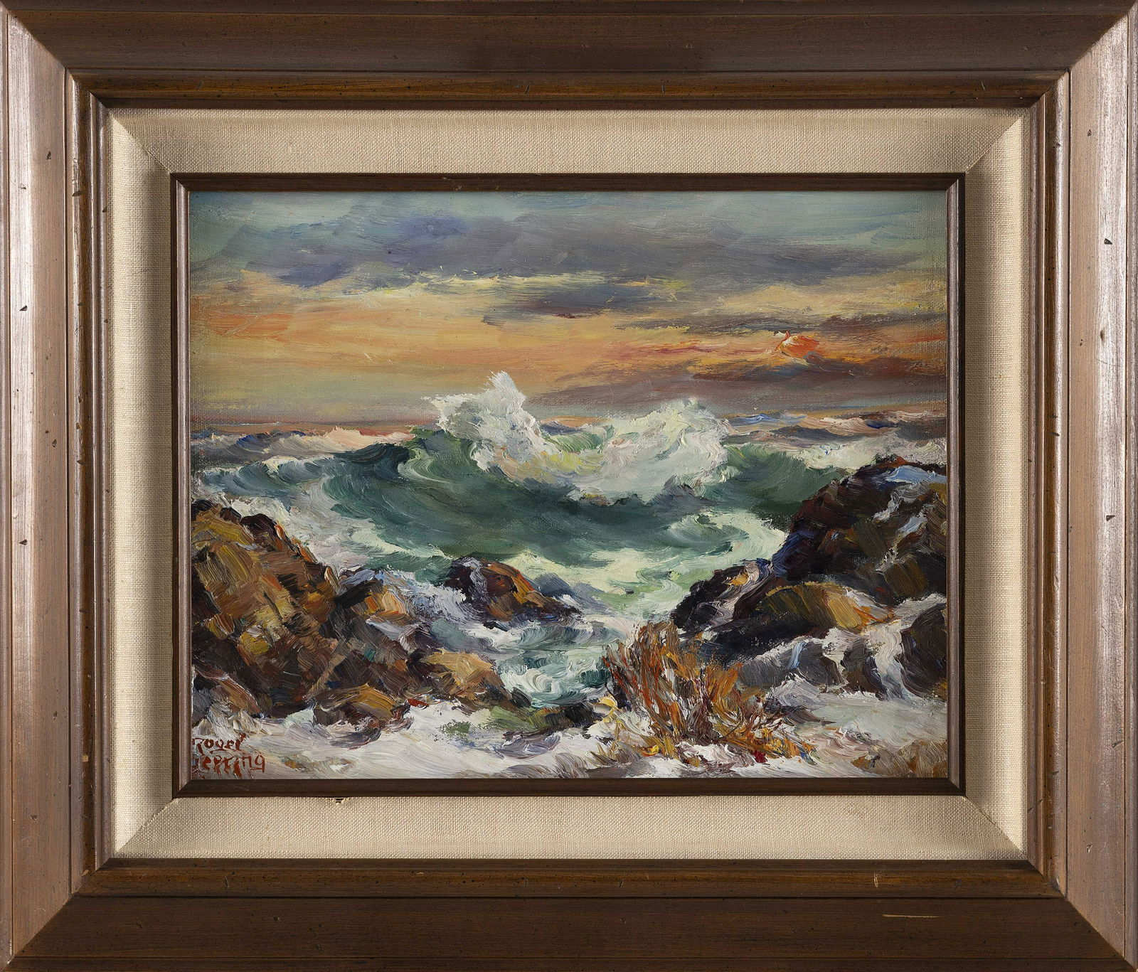 ROGER DEERING (Maine, 1904-1980), “Snow Bound Coast”, Oil on canvas, 11” x (1 of 2)