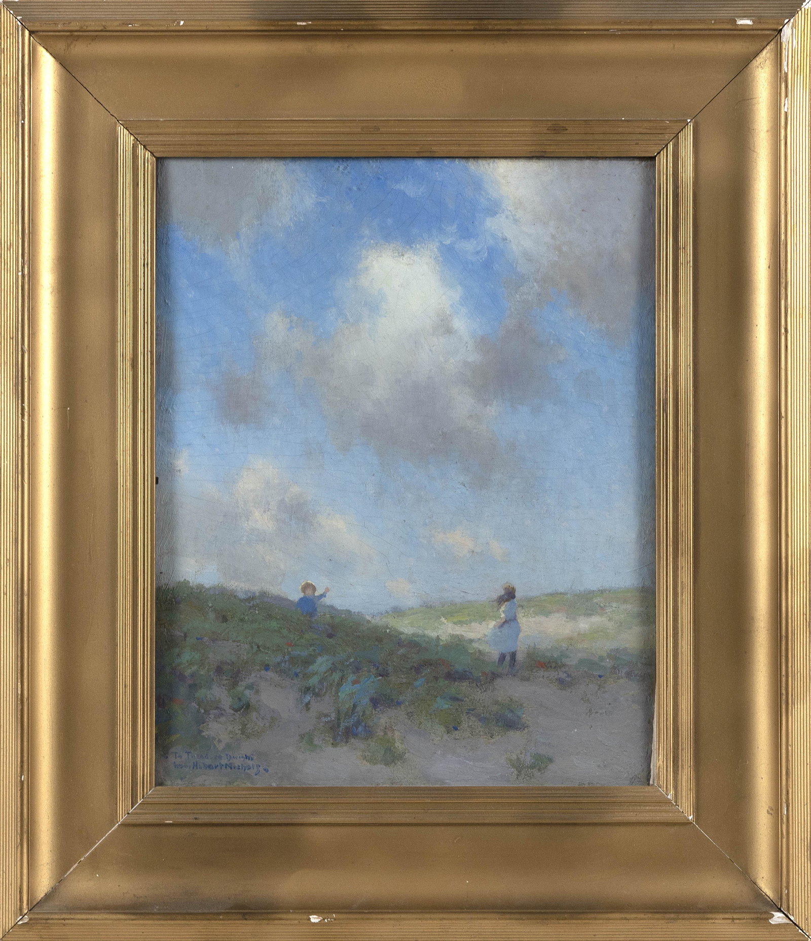 HOBART NICHOLS, JR. (New York/Washington, D.C., 1869-1962), Children playing in the dunes., Oil on (1 of 2)