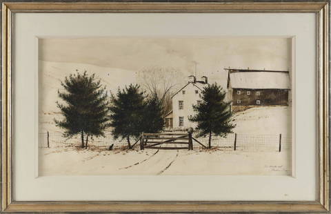 NICHOLAS BERGER (New York, b. 1949), “The Winter Cat”., Watercolor on paper, 15” x: NICHOLAS BERGERNew York, b. 1949“The Winter Cat”. Signed and titled lower right.Watercolor on paper, 15” x 29.5” sight. Framed 24.5” x 38.5”.