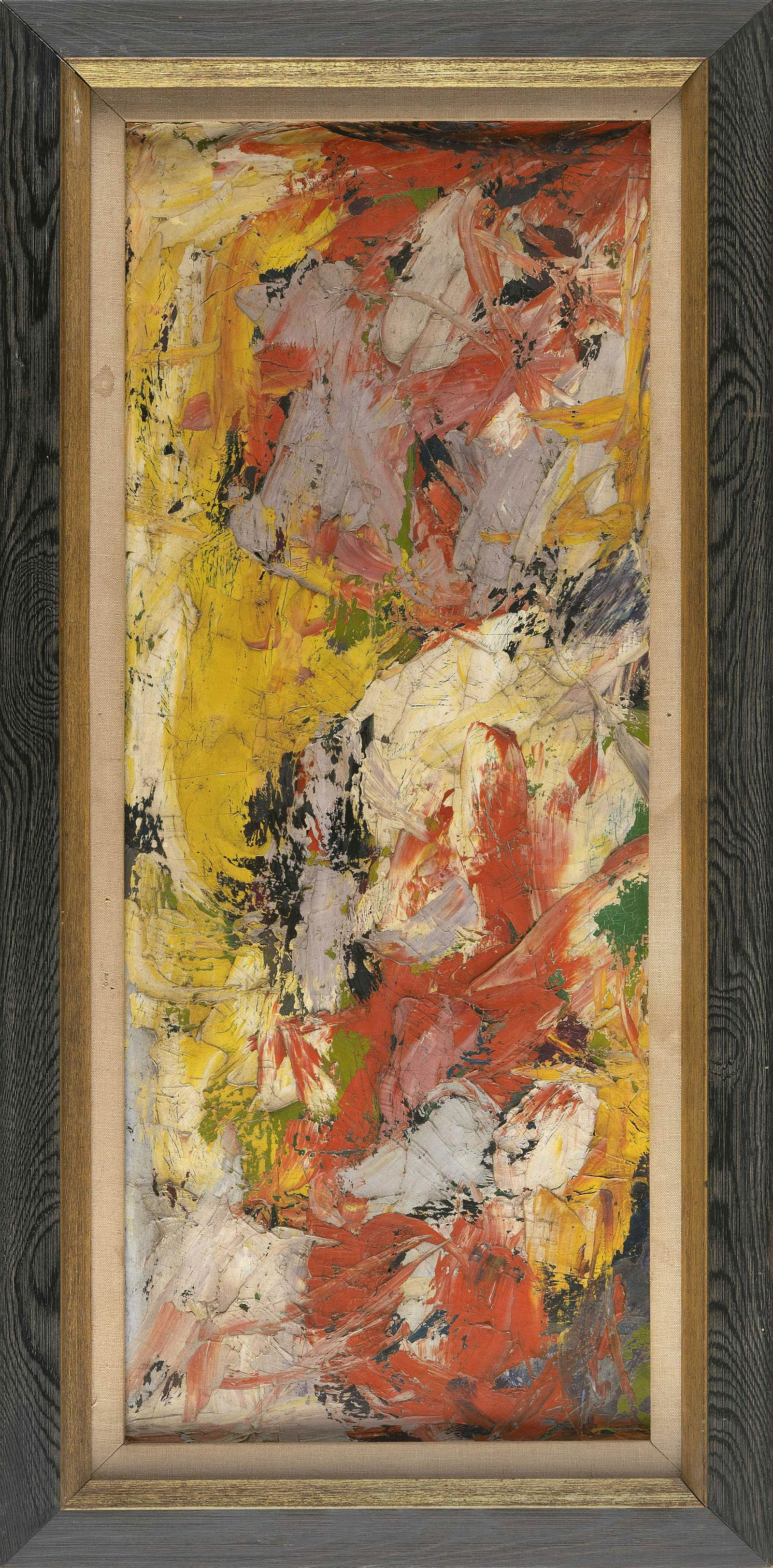 ABSTRACT STUDY Mid-20th Century Oil on canvas, 30" x 12". Framed 35" x 17". (1 of 2)