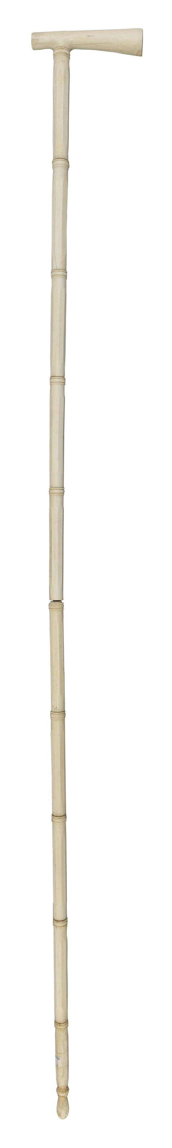 CARVED IVORY TWO-PART CANE 19th Century Length 37". (1 of 1)