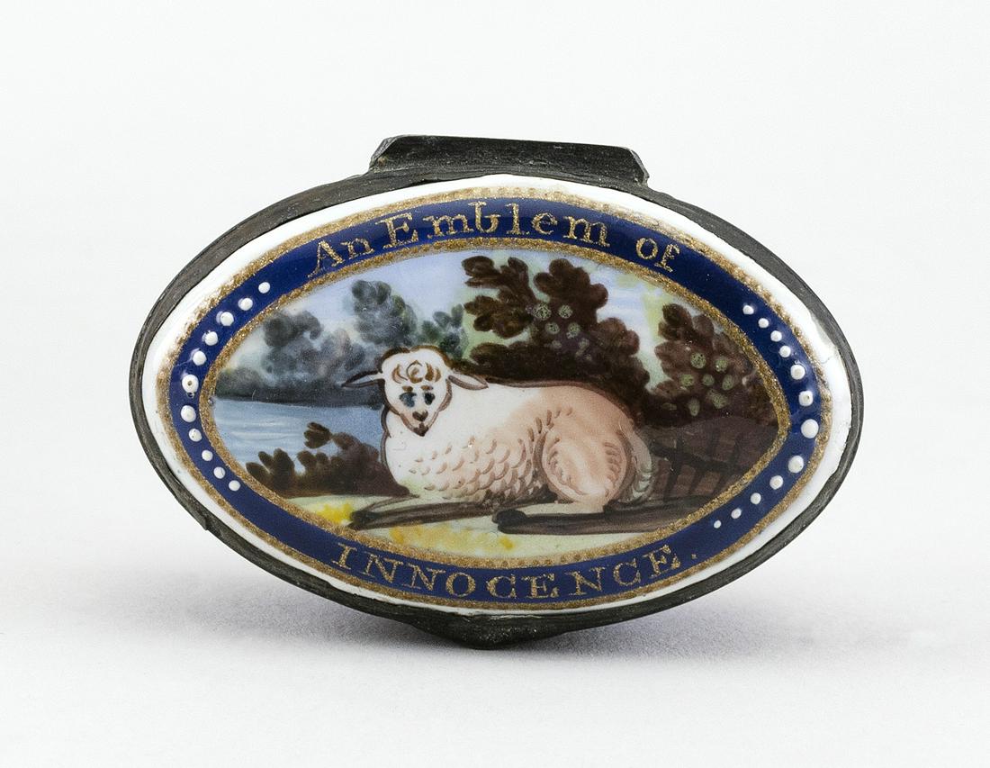 ENGLISH ENAMEL PATCH BOX Late 18th Century Length 2”. (1 of 3)