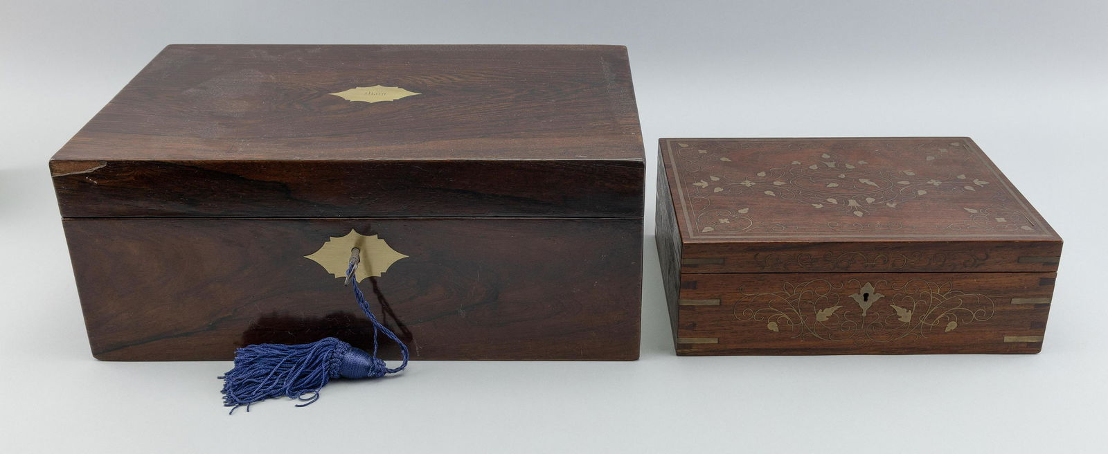 TWO LAP DESKS 19th Century One height 6”. Width 15”. Depth 9.5”. Other height (1 of 6)