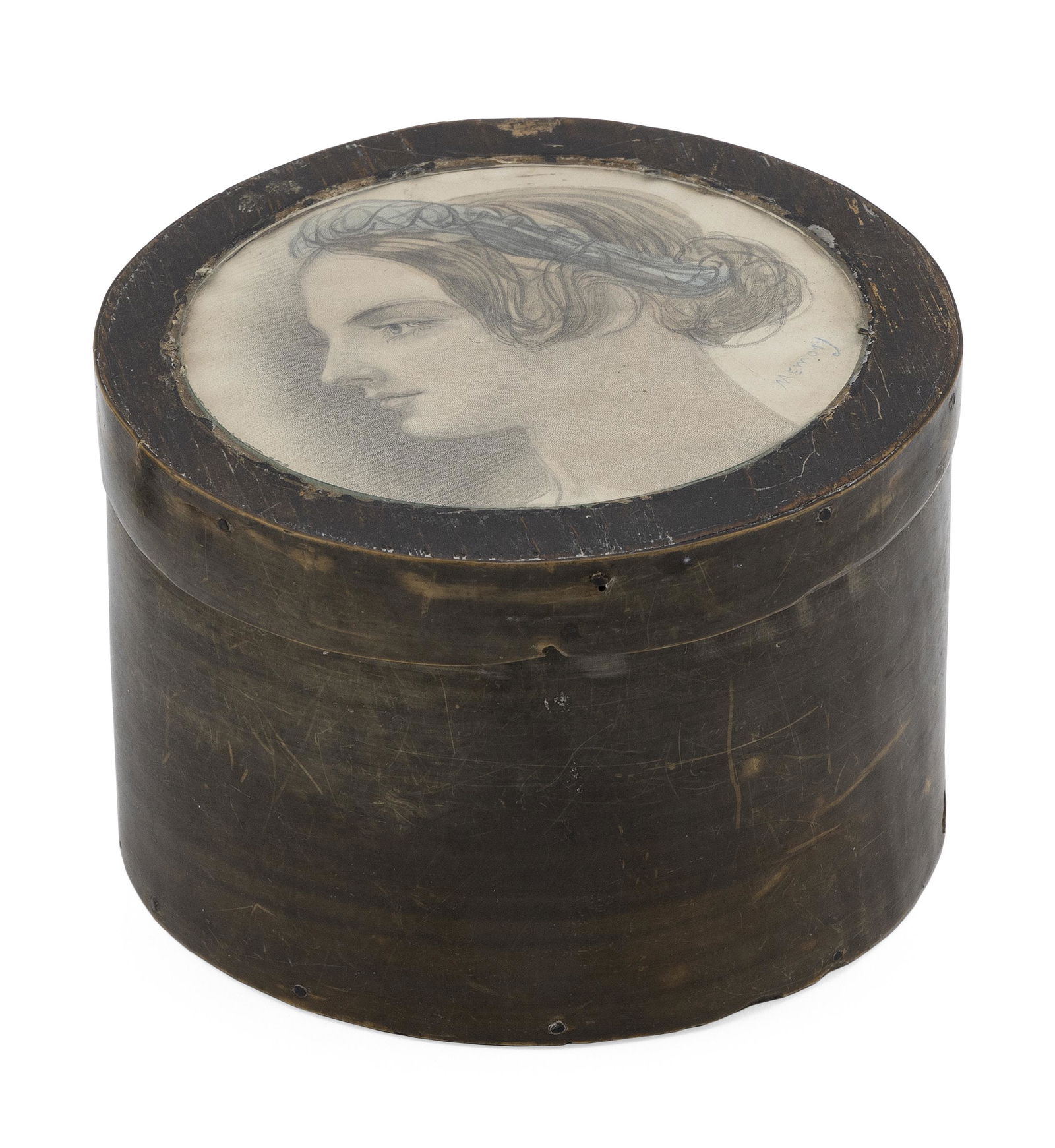 BALEEN DITTY BOX 19th Century Height 3.75". Diameter 5.5". (1 of 2)