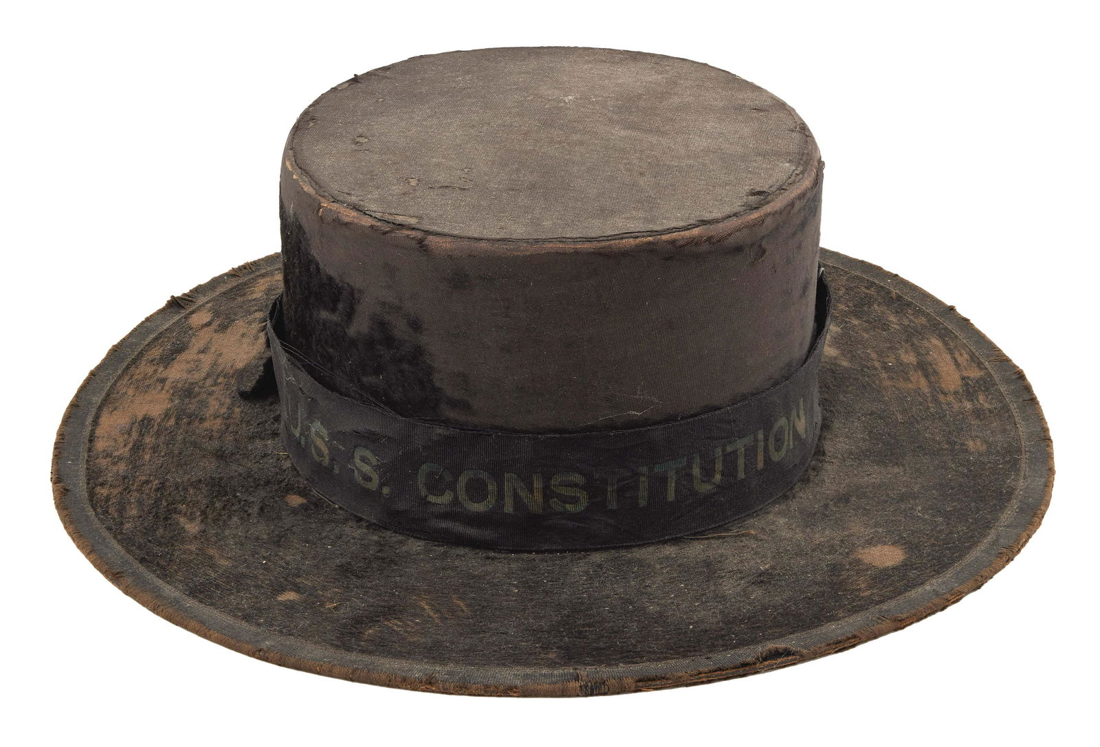 NAVAL OFFICER'S BEAVERSKIN HAT 19th Century Height 4". (1 of 1)