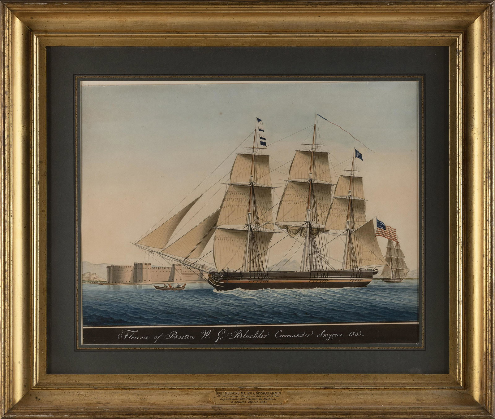 ATTRIBUTED TO RAFFAELE CORSINI (Italy, Active 1830-1880), "Florence of Boston Wm. G Blackler (1 of 2)