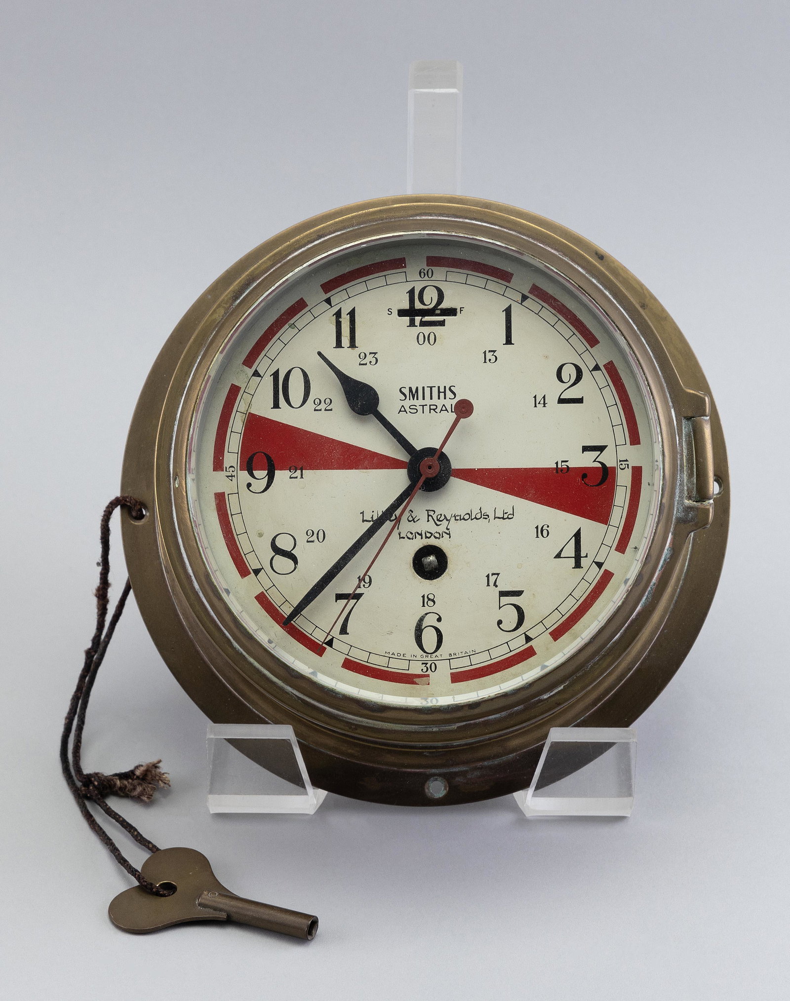 SMITHS ASTRAL CLOCK London, Early 20th Century Diameter 8". Depth 4". (1 of 2)