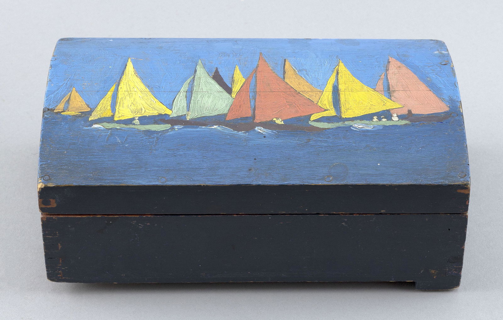 JOSEPHINE IVES MACCARTHY (America, Late 19th/Early 20th Century), Dome-top box with painted (1 of 3)