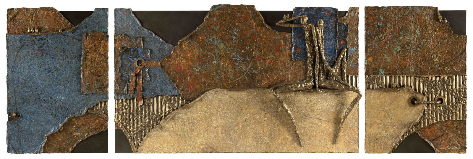 MARY PAT WALLEN (Indiana, 1963-), Triptych: "The Lookout"., Bronze and mixed media on panels, the (1 of 4)