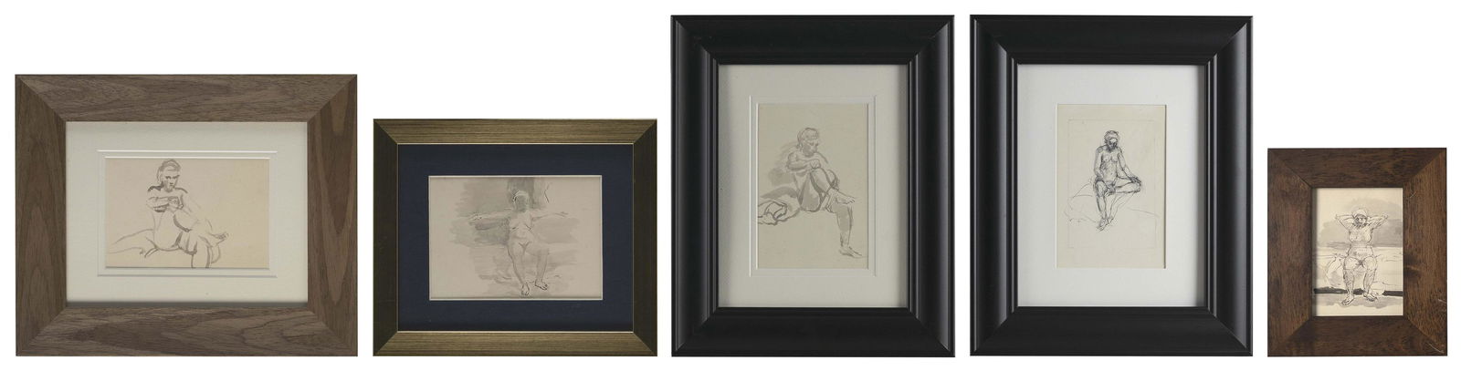 ISABEL (WOLFF) BISHOP (New York/Ohio, 1902-1988), Five studies of female nudes in various poses., (1 of 1)