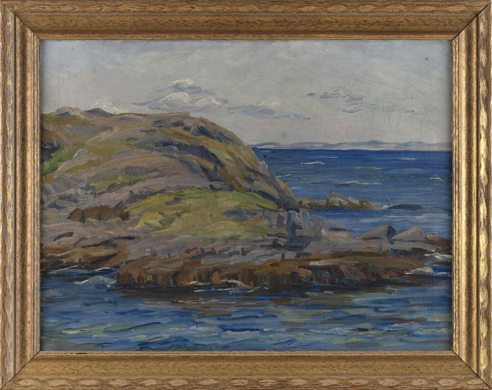 MARY CABLE BUTLER (Pennsylvania, 1865-1946), Seascape, possibly Maine., Oil on canvas, 24" x 32". (1 of 2)