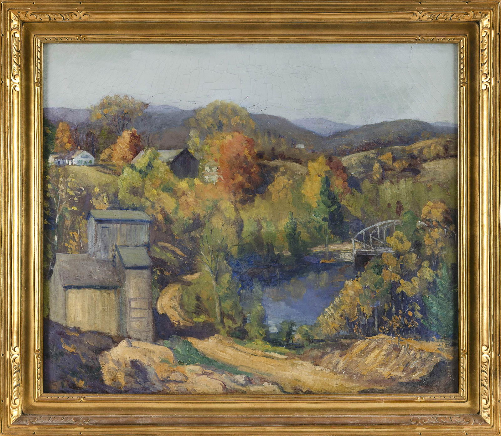 CORNELIA COWLES VETTER (Connecticut, 1881-1959), Connecticut hills., Oil on canvas, 25" x 30".: CORNELIA COWLES VETTERConnecticut, 1881-1959Connecticut hills. Signed on the vertical lower right "C. Vetter". Housed in Newcomb-Macklin frame.Oil on canvas, 25" x 30". Framed 30.5
