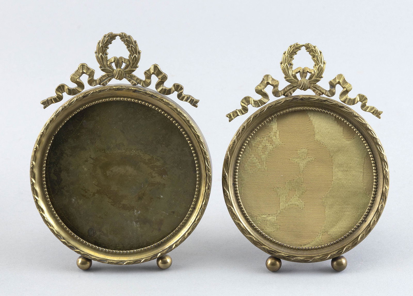 PAIR OF FRENCH GILT-METAL PICTURE FRAMES 19th Century Heights 6". Aperture diameters 4". (1 of 2)