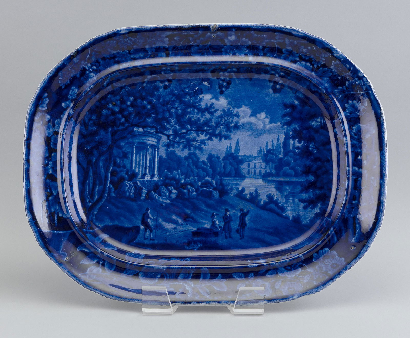 SEMI CHINA DEEP BLUE PLATTER 16.5" x 13". (1 of 2)