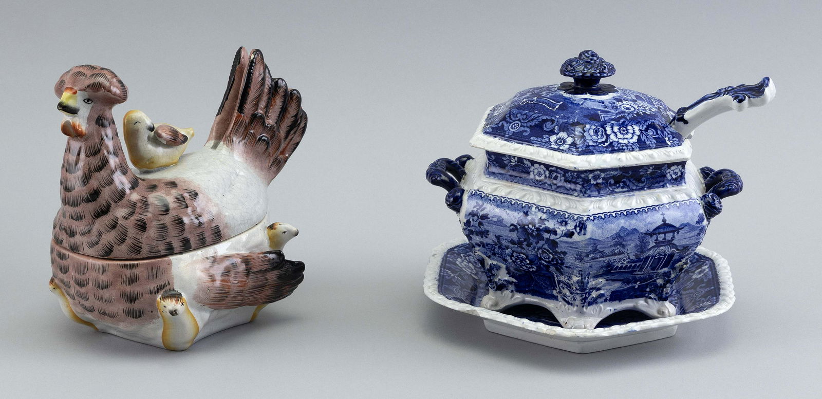 TWO ANTIQUE CERAMIC SERVING PIECES 19th Century (1 of 2)