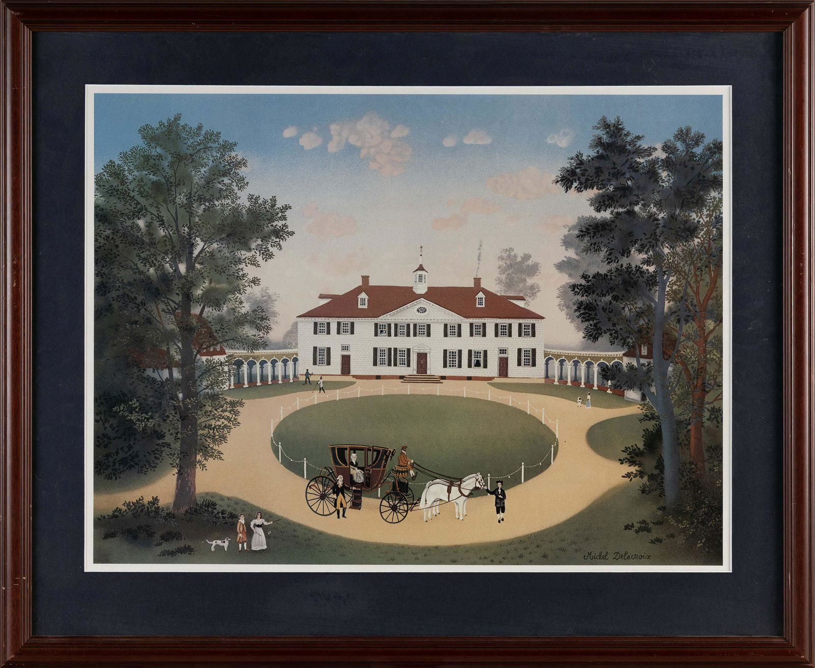 MICHEL DELACROIX PRINT OF MOUNT VERNON Framed 25.5" x 31". (1 of 2)