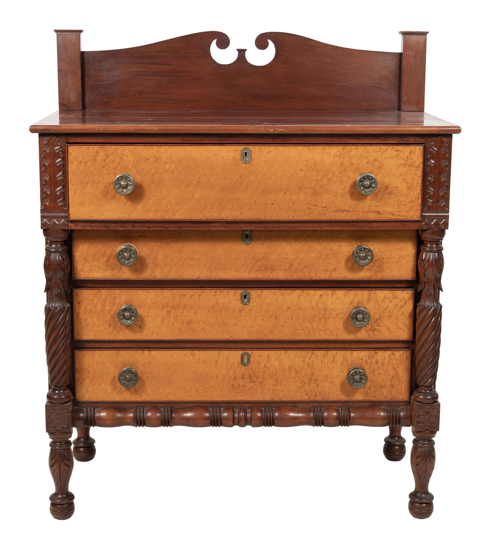SHERATON TRANSITIONAL CHEST Southern Connecticut, Circa 1825 Height 51.25”. Width 42.25” (1 of 1)