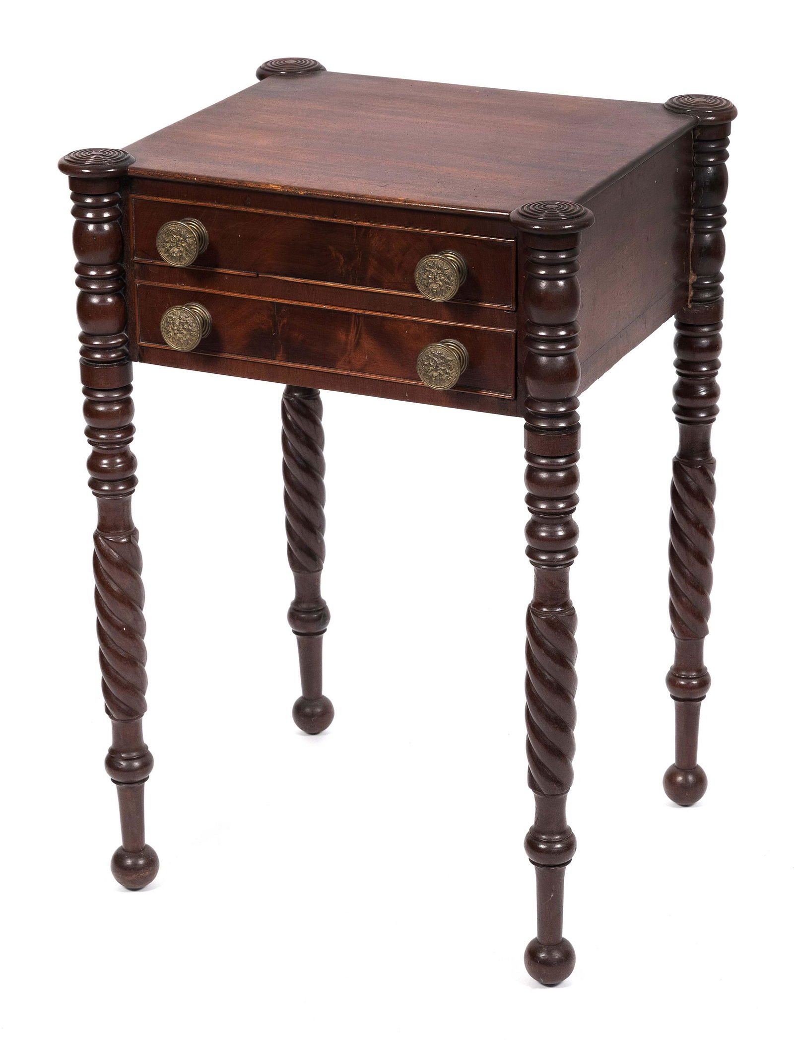 SHERATON TWO-DRAWER STAND Circa 1810 Height 29.5”. Width 20". Depth 18”. (1 of 1)