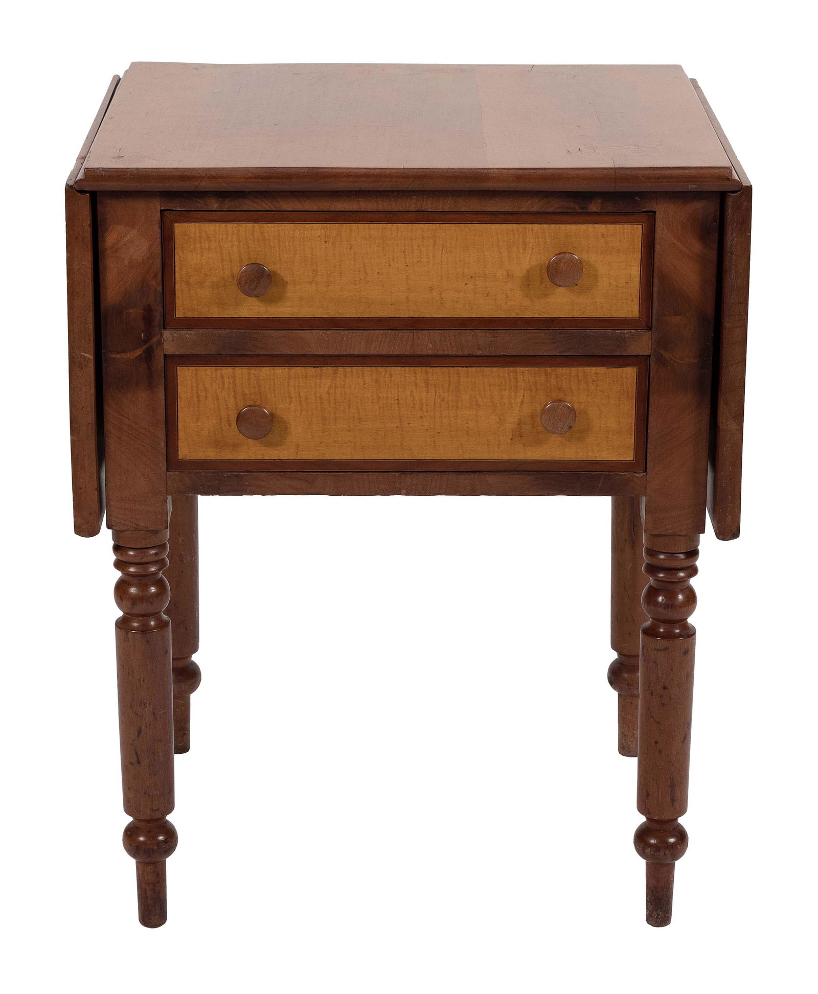 SHERATON DROP-LEAF TWO-DRAWER STAND First Quarter of the 19th Century Height 29.75". Width 23.5" (1 of 1)